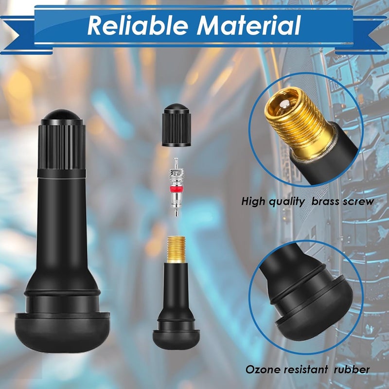 Eoppen 52Pcs Tire Valve Stems TR412, TR413, TR414 Black Rubber Snap-in Valves Stems for Replacement of Tubeless 0.453 Inch Rim Holes on Standard Vehicle Tires - Image 3
